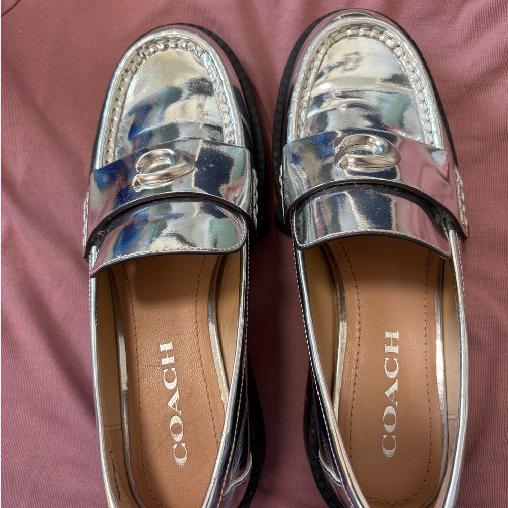 Coach Metallic Silver Women's Loafers